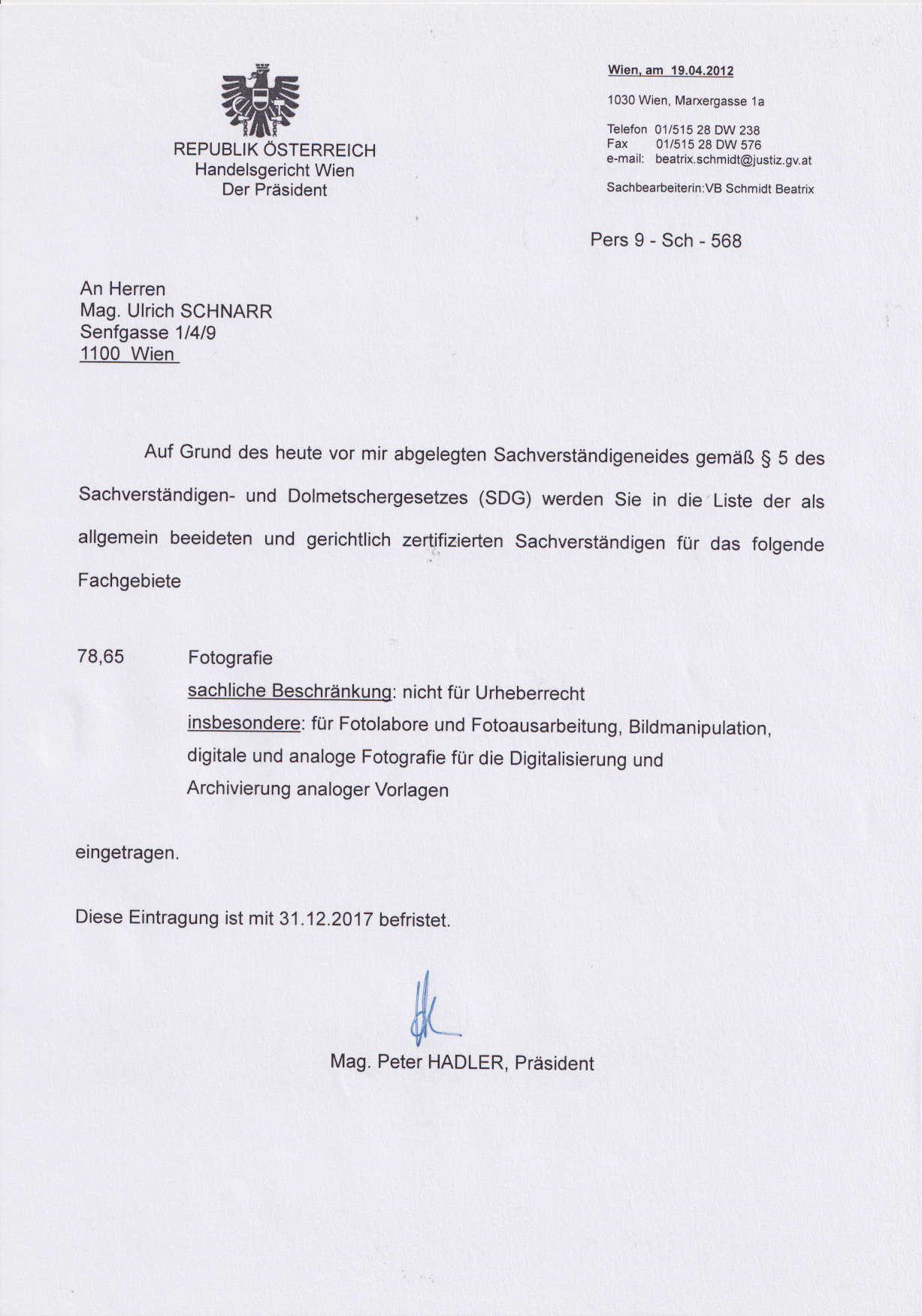 Bestellung Sachverständiger