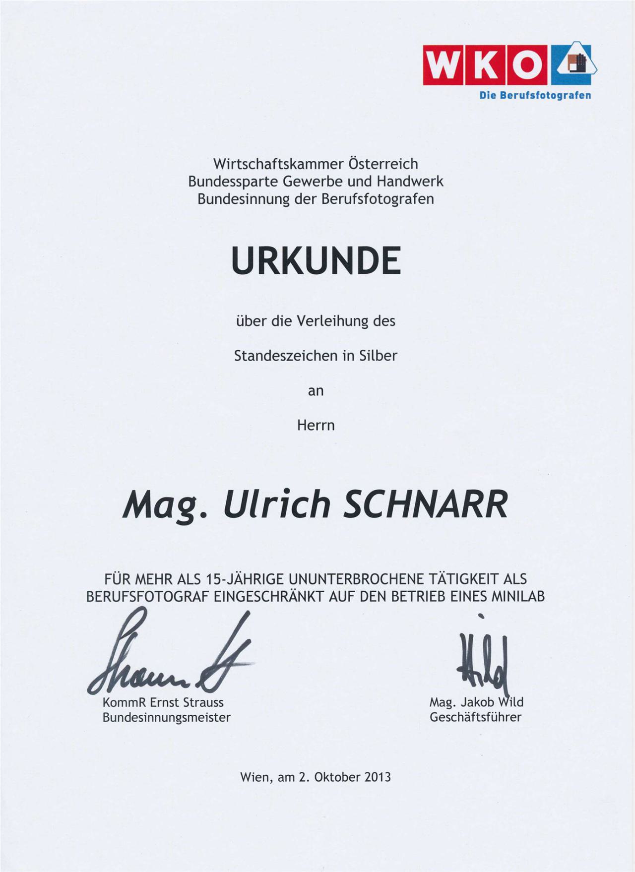 Standeszeichen in Silber